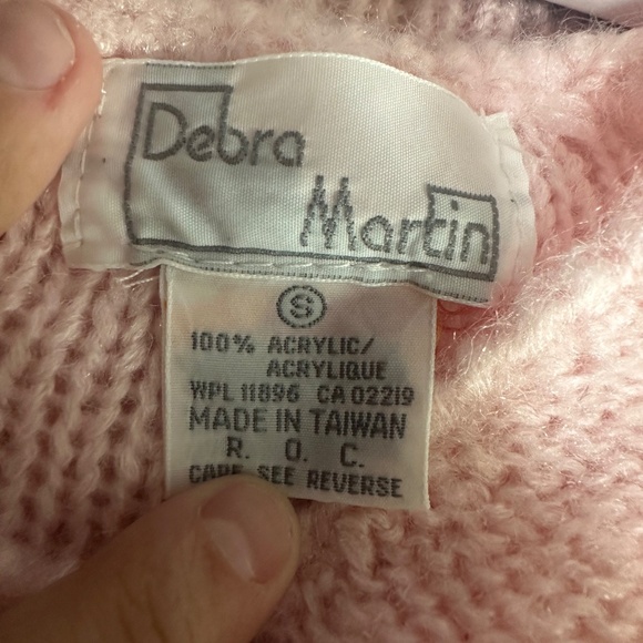 Vintage Debra Martin Baby Pink Lace Pearl Coquette Sweater Sz Small - Picture 7 of 7